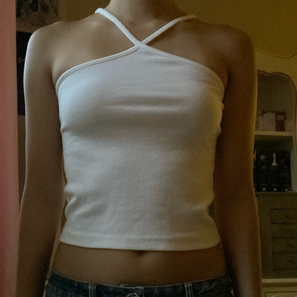 White Halter Neck Top